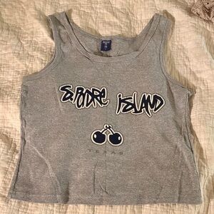 Vintage Gray South Padre Island Crop Tank Top Large